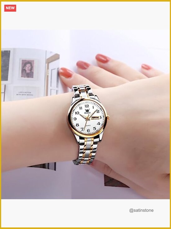 Women\'s Quartz Wrist Watch with Date Day Stainless Steel Bracelet main image 5